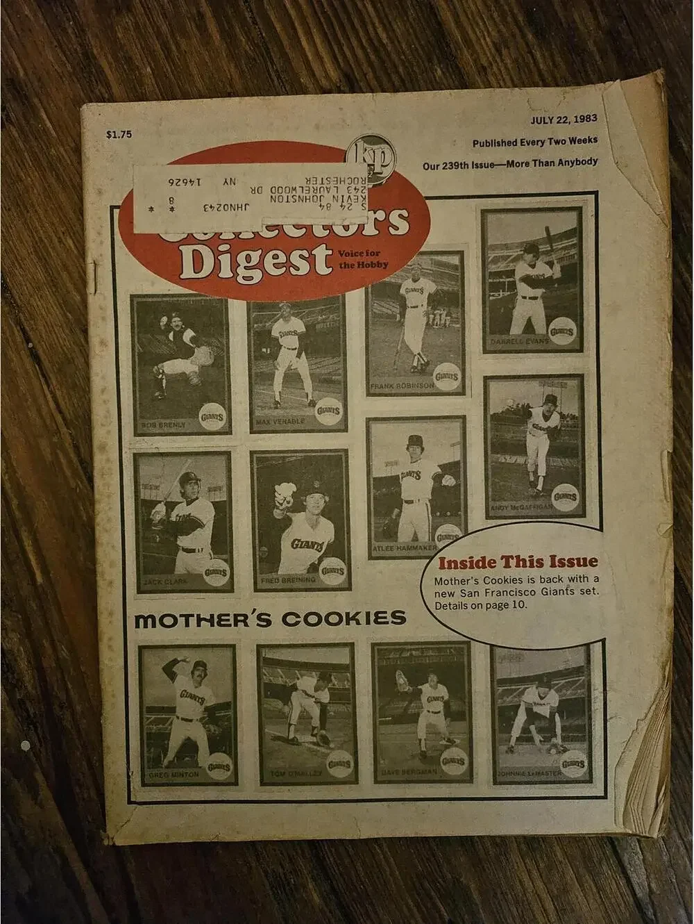 Sports Collectors Digest Magazine -- July 22, 1983 issue - Mothers Cookies